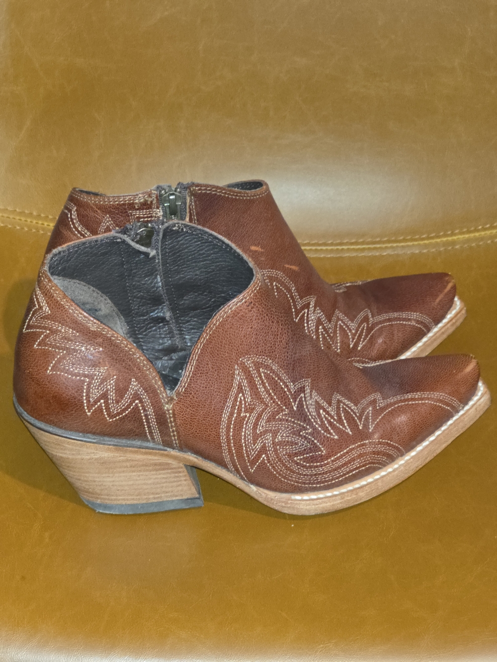Ariat Brown Leather Western Ankle Booties
